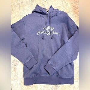 NWT Men’s Scotch & Soda Gray/Blue Embroidered Hoodie Sweatshirt Sz Small